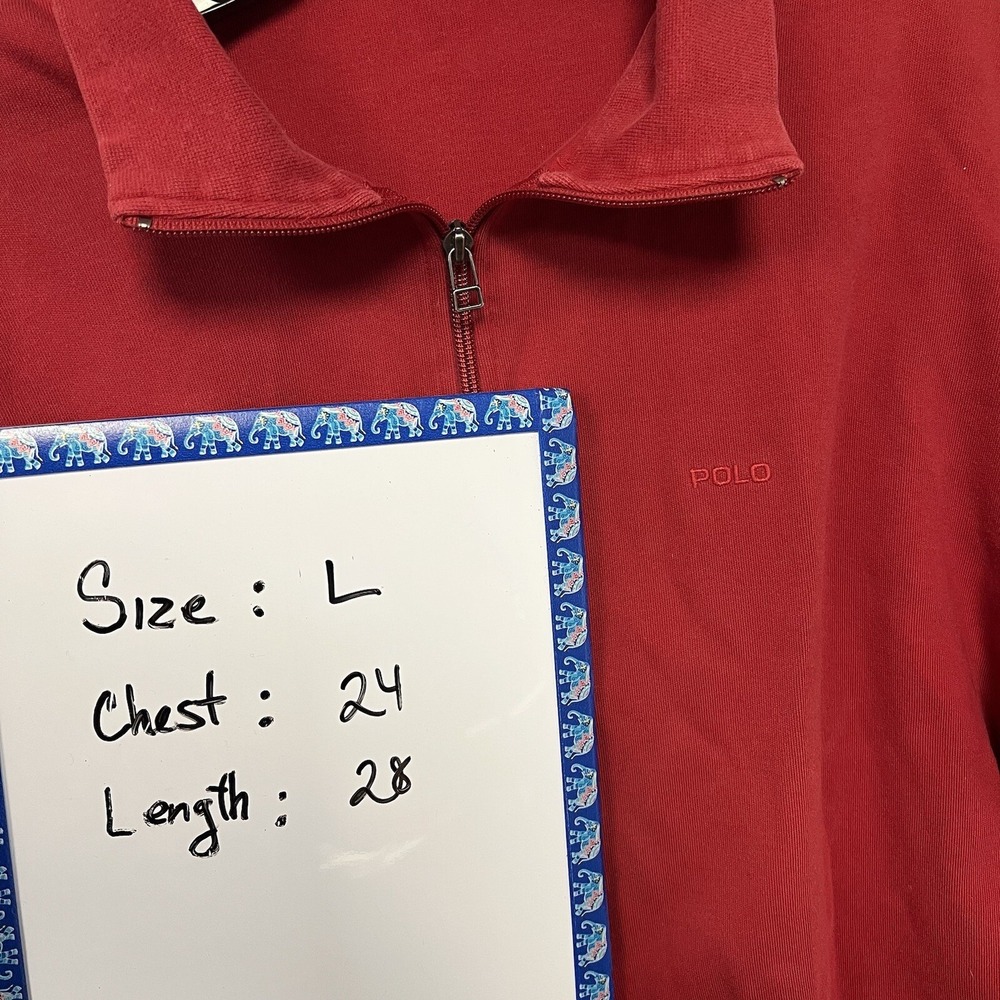 VTG Polo Sport Ralph Lauren Sweater Men's Red Pullover‎ 1/4 Quarter Zip - Picture 5 of 7